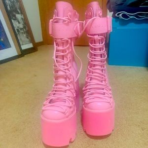 YRU Sugar Thrillz Pink Platform Boots